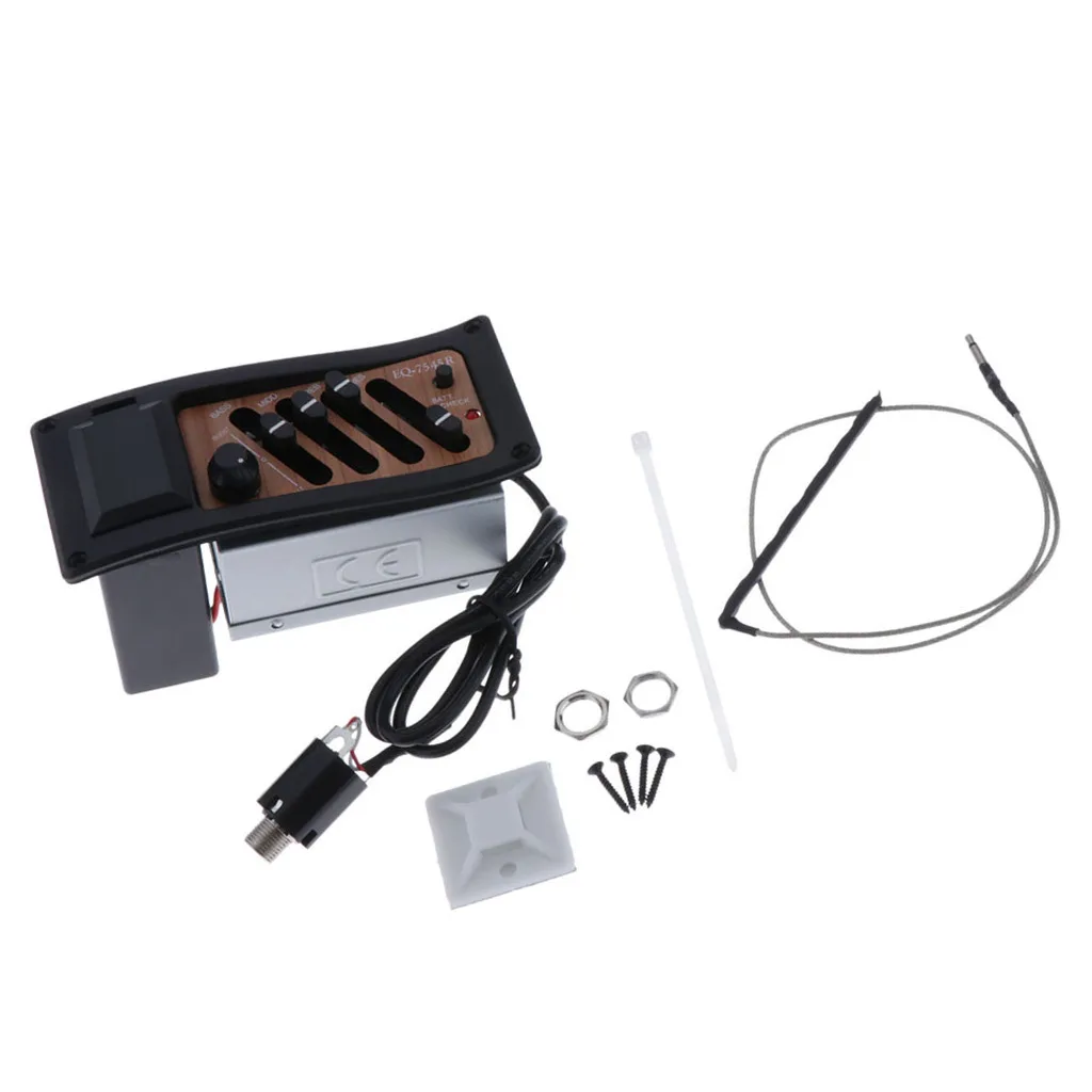 1 Set 4 Band EQ Equalizer Acoustic Guitar Preamp Piezo Pickup Black | Спорт и развлечения