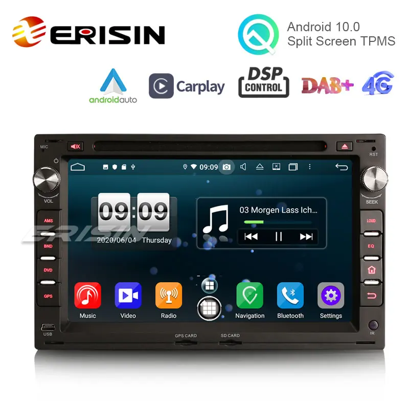 Erisin ES8709V 7 &quotCarPlay Atuo Android 10 0 автомобильный DVD GPS 4G DAB + DSP для VW Golf Passat Polo Lupo Seat Peugeot