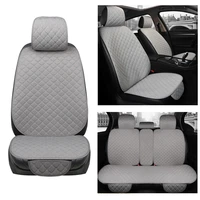 5 seats flax car seat cover breathable auto seat cushion protector front rear back pad mat with backrest fit more car suv van