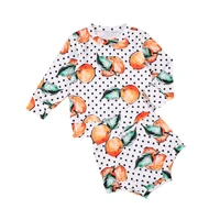pudcoco toddler baby cute oranges printed clothes round neck long sleeve t shirt top short pant 2 piece outfits 0 24 months