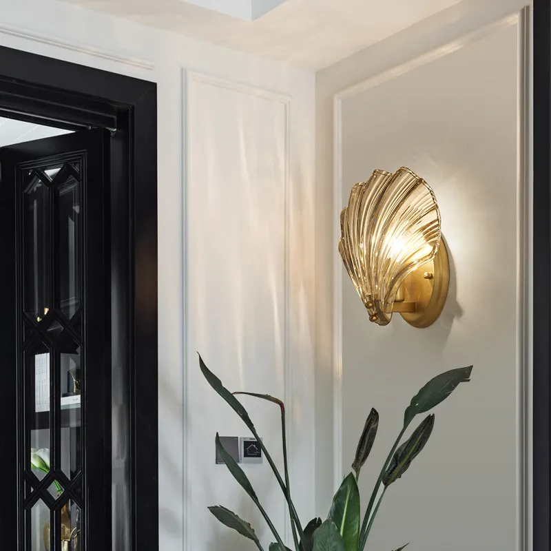 Современный настенный светильник в виде раковины медные настенные бра