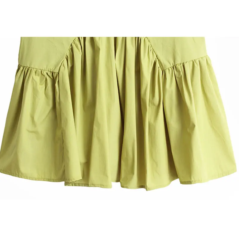 

XITAO Solid Color Splicing Pleated Hem Shirt Fashion Casual Loose Trendy Women 2021 Summer New Simplicity All-match LDD1737