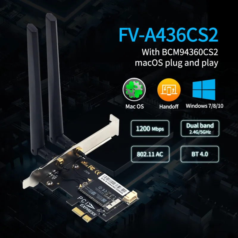 1200 Мбит/с BCM94360CS2 Hackintosh MacOS Wifi карта Bluetooth 4 0 802.11ac NGFF M.2 WiFi WLAN PCIe беспроводной адаптер
