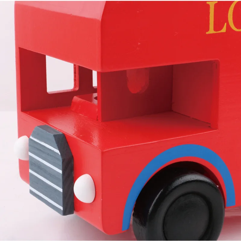 Wooden Car Model Red 2 Layer London Bus Early Childhood Cognitive Puzzle Toys for Children Chiristmas Birthday Gifts | Игрушки и хобби
