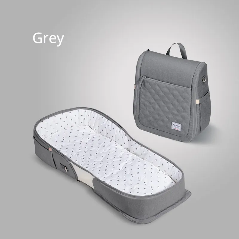 grey SUNVENO детская переносная Кровать Сумка Складная новорожденная дорожная кроватка переноска гнездо пеленка для кровати сумка кровать для ребенка 0-6 м - Цвет: grey