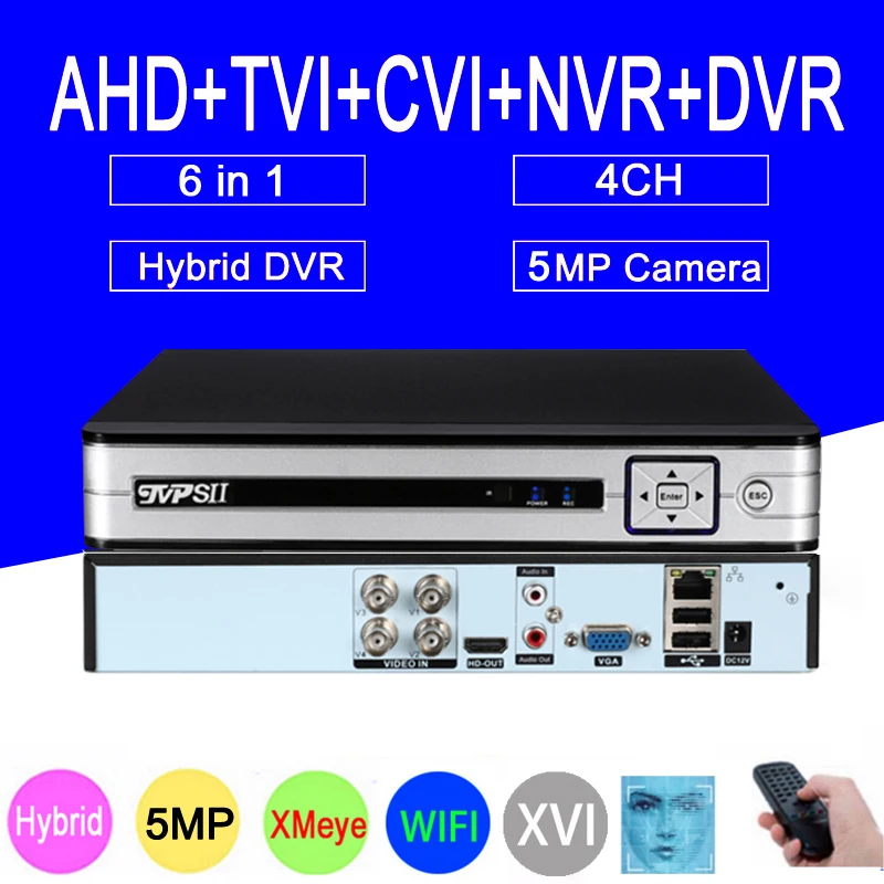 

Sliver Panel H.265+ XMeye Hi3520D Auido Face Detect 5MP 4CH 4 Channel Video Recorder Hybrid 6 in 1 XVI TVI CVI NVR AHD CCTV DVR