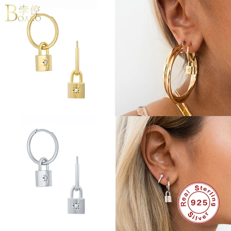 

Boako Geometric Star Disc Pendant Earings S925 Sterling Silver Drop Eearrings For Women Piercing Earring Fine Jewelry pendientes