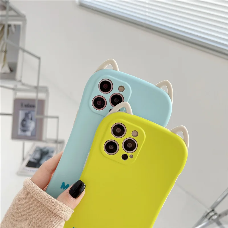 

New Disney Phone Case For iPhone 11 12 Pro Max Xr Xs Max7 8 plus Small Waist Cat Ear Design Monster Cartoon Pattern Cover Shell