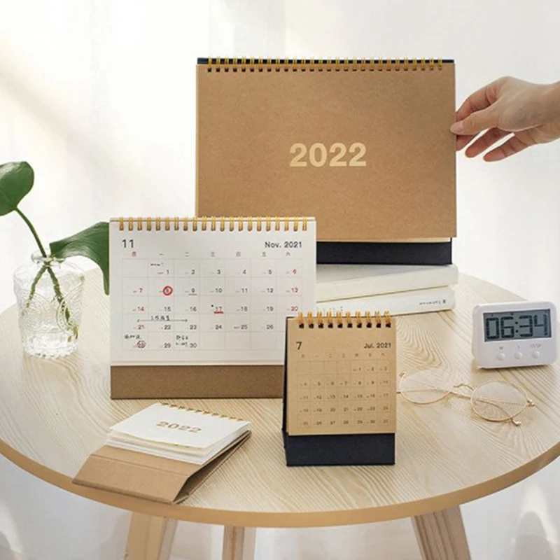 2022 Simple Desktop Calendar English Coil Daily Monthly Planner Schedule Yearly Agenda Organizer Home Office 3 Size Optional