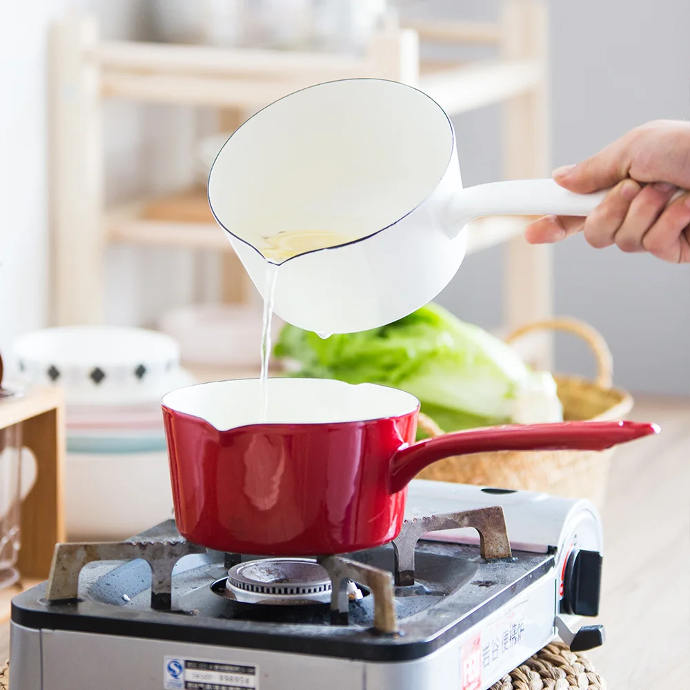 Эмалированная молочная кастрюля MDZF 1000 мл для детского завтрака молока кофе