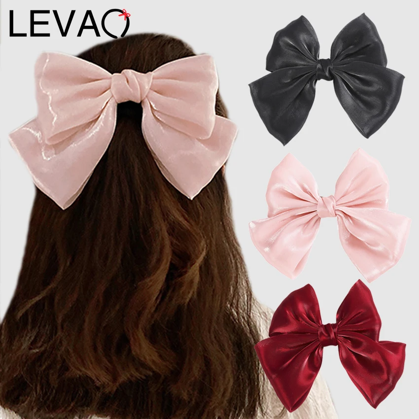 Levao для девочек заколка волос блестящего шелка с бантом Заколки большой бант