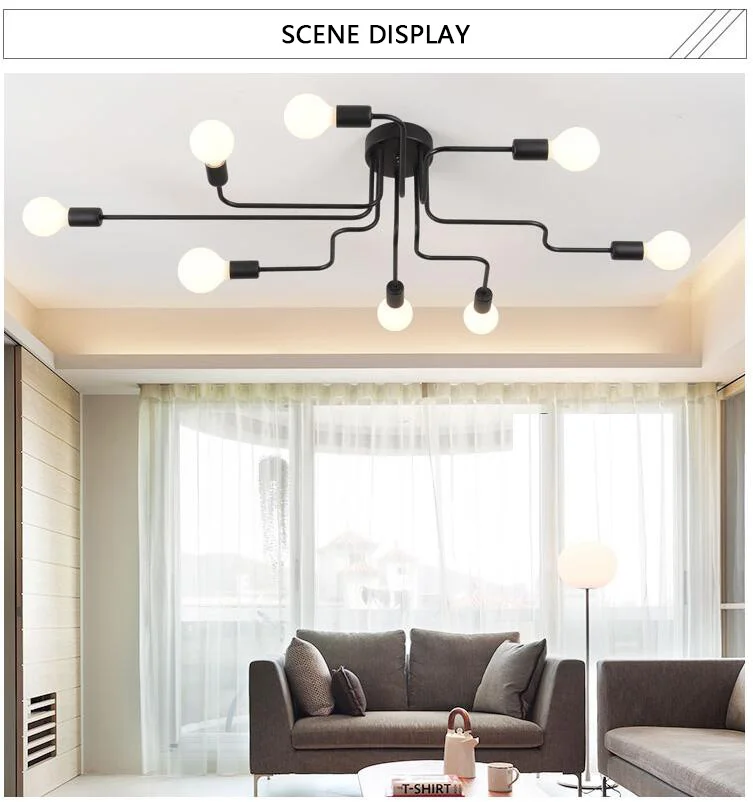 Многожильная металлическая люстра винтажная железная потолочная лампа Edison E27