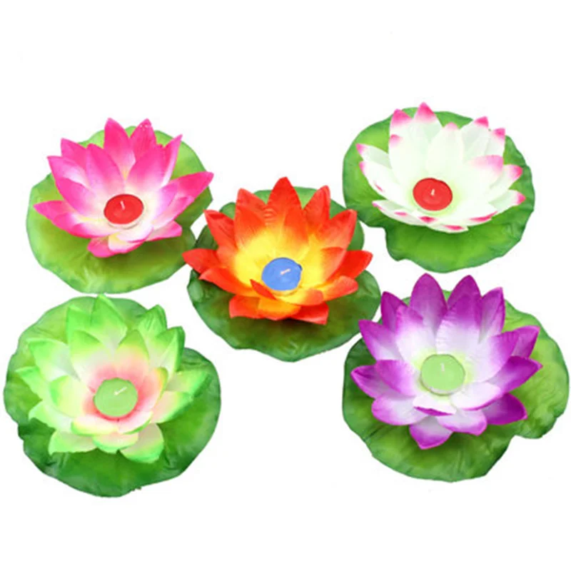 10 шт. плавающий светильник в виде лотоса для бассейна пруда сада водных цветов