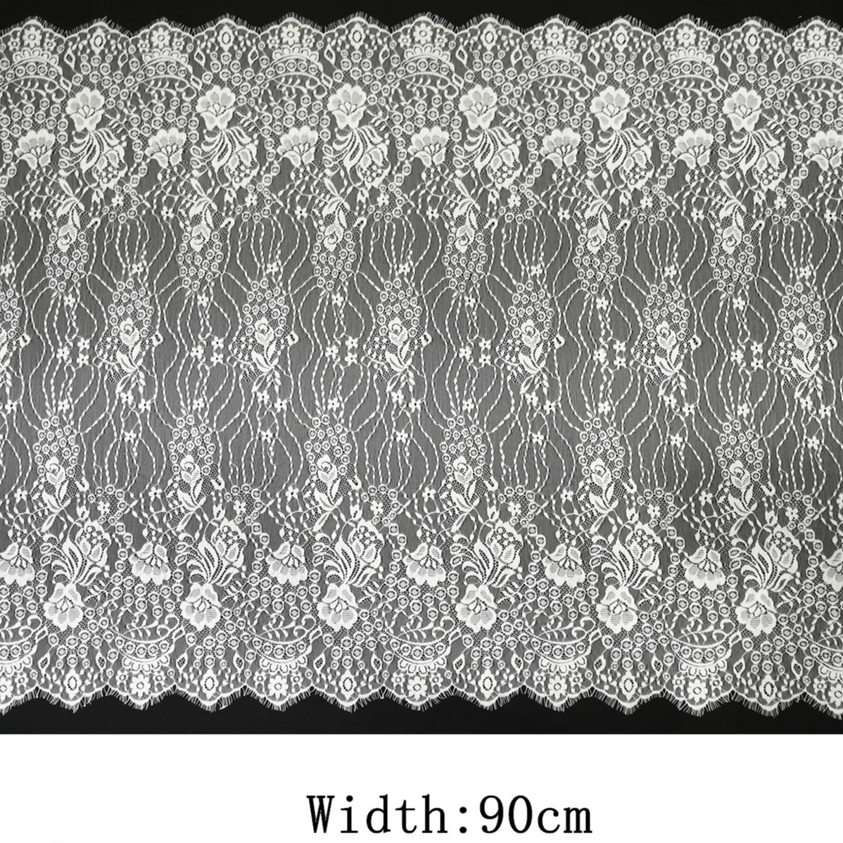 

3Meters/lot Width 90cm Non Stretch black and white eyelash lace fabric For dress blouse wedding fabric Dyeable