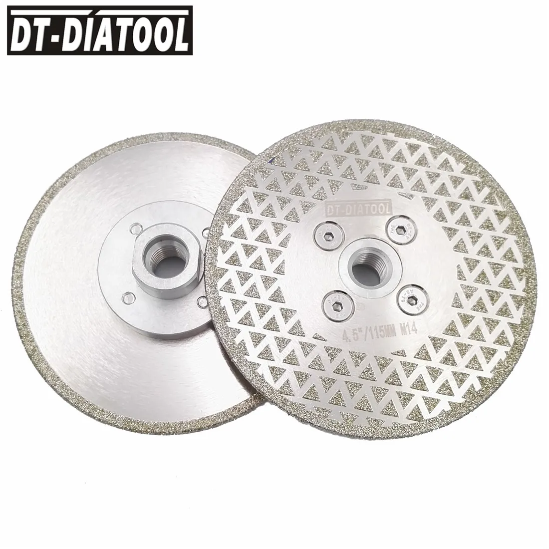 

DT-DIATOOL 2pcs M14 Thread 115mm/4.5" Single Side Coated Diamond Saw Blade Electroplated Cutting & Grinding Disc Granite Marble