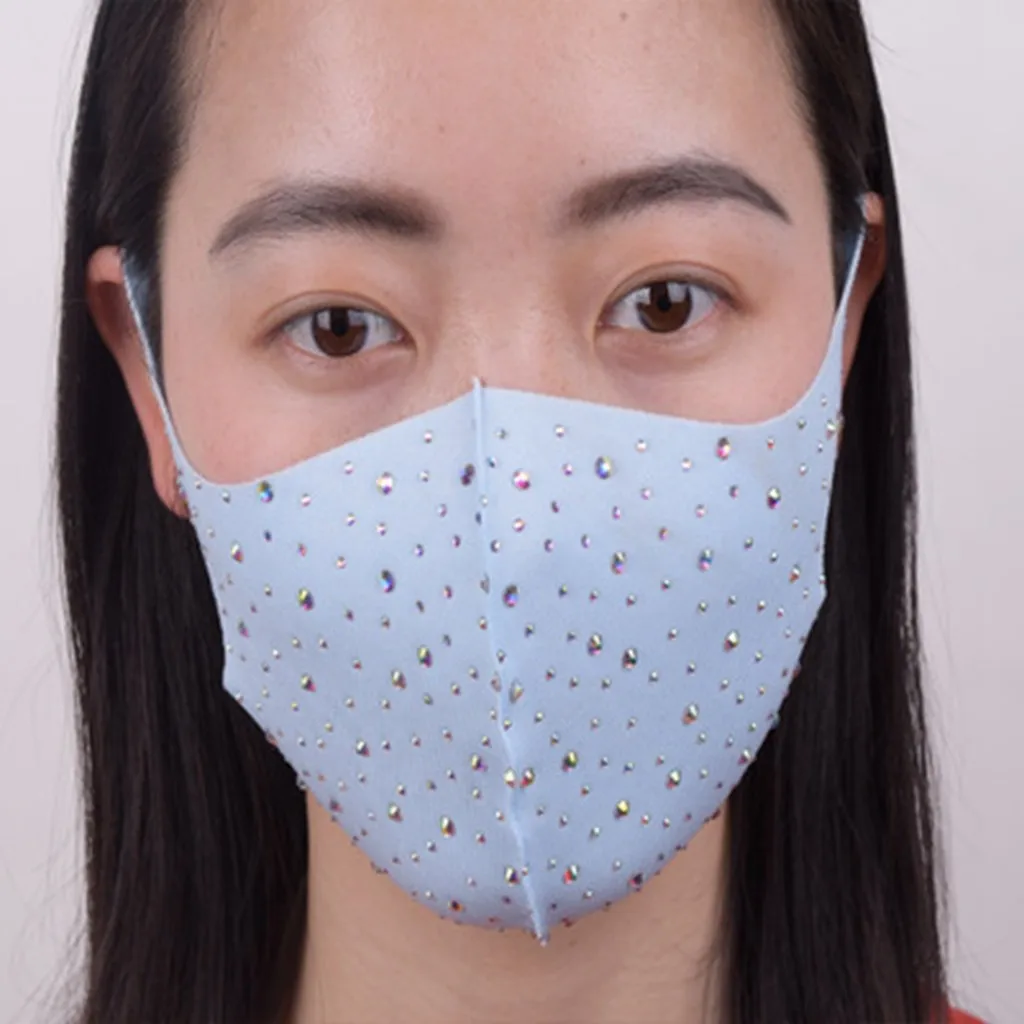

PM2.5 Breathable Outdoor Windproof Dustproof Cycling Bring Diamond Full Face Mask Unisex Washable Protection Face Mouth Mask