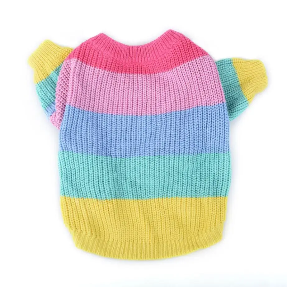 Милый свитер в радужную полоску для собак пуловер с индивидуальным дизайном