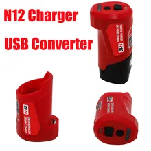 N12 Charger Converter USB Power Charging Adapter For Milwaukee 48-59-1201 M12 Li-Ion Battery Adapter Mobile Phone Power Source