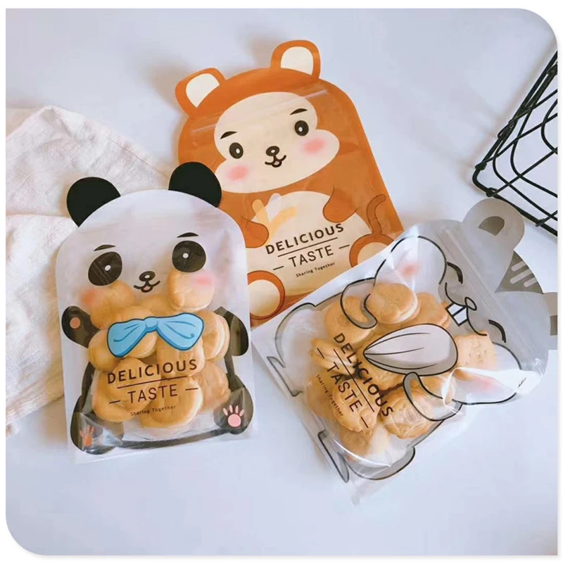 50 шт. милые конфетные пакеты с пандой пластиковые замком на молнии сумка для