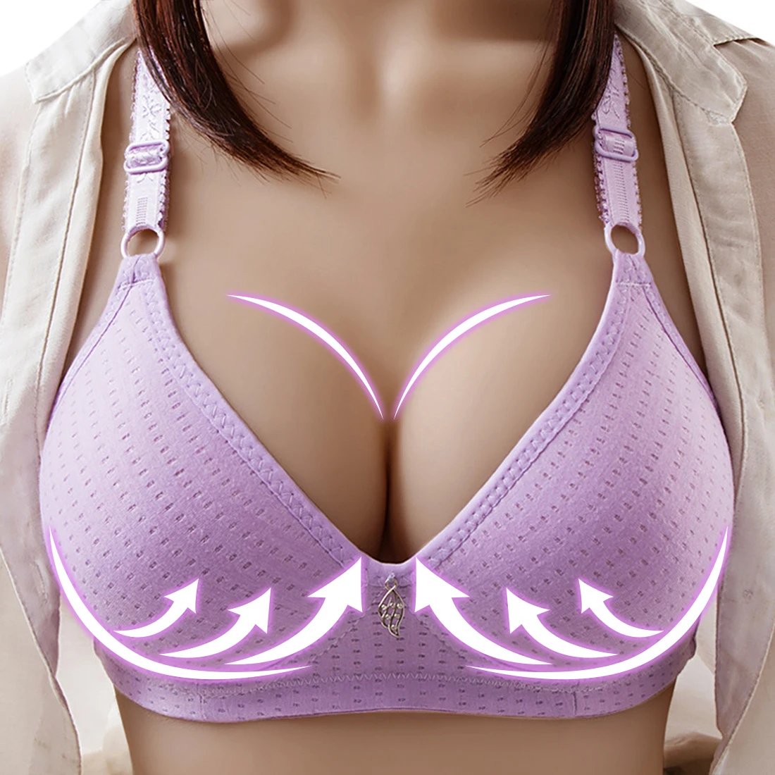 Модные бюстгальтер весной и летом сексуальный бесшовный с кнопкой спереди пуш ап