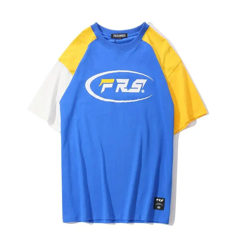 Футболка мужская оверсайз в стиле хип-хоп хлопковая тенниска ретро пэчворк