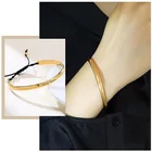 Регулируемый Черный веревочный браслет-цепочка для женщин индивидуальный заказ золотой цвет нержавеющая сталь манжеты браслеты ювелирные изделия