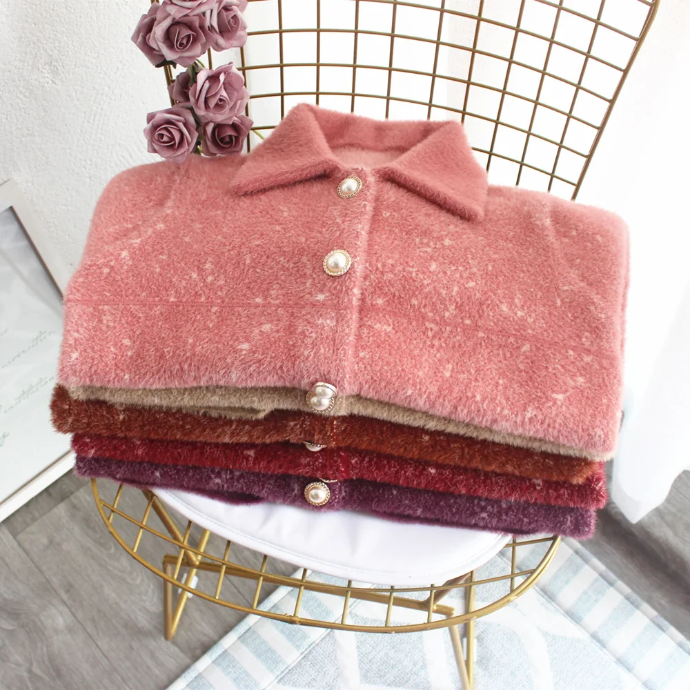 

2021 Autumn Women Faux Mink Cashmere Soft Coat Winter Elegant Full Sleeve Thick Short Overcoat Female Warm Wool Coats Outerwear