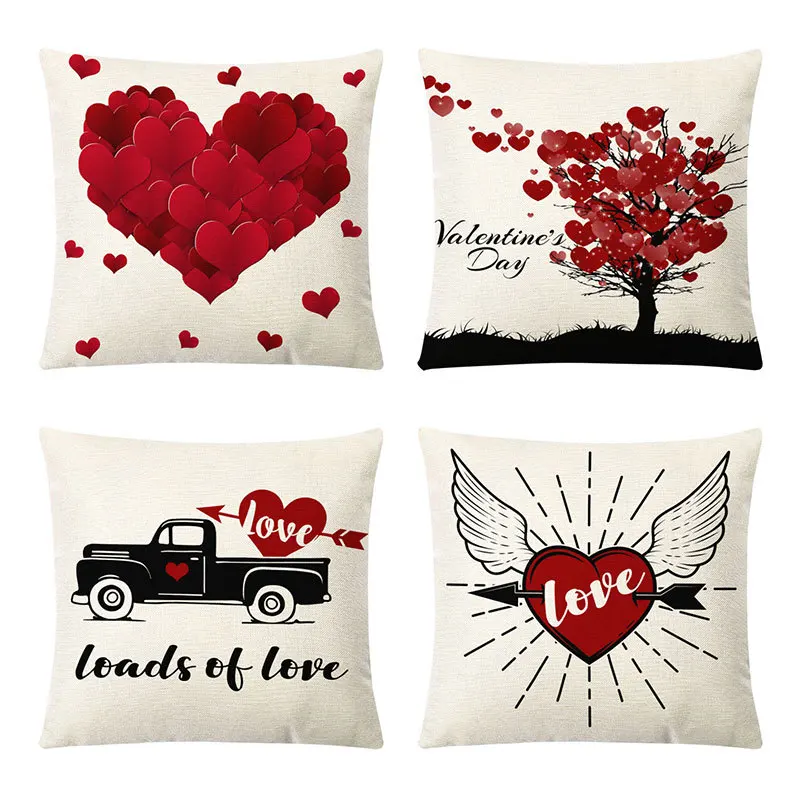 Funda de almohada para el D&iacute;a de San Valent&iacute;n, cubierta de coj&iacute;n para sof&aacute;, cama, decoraci&oacute;n del hogar, coche, rom&aacute;ntico, 45cm-5