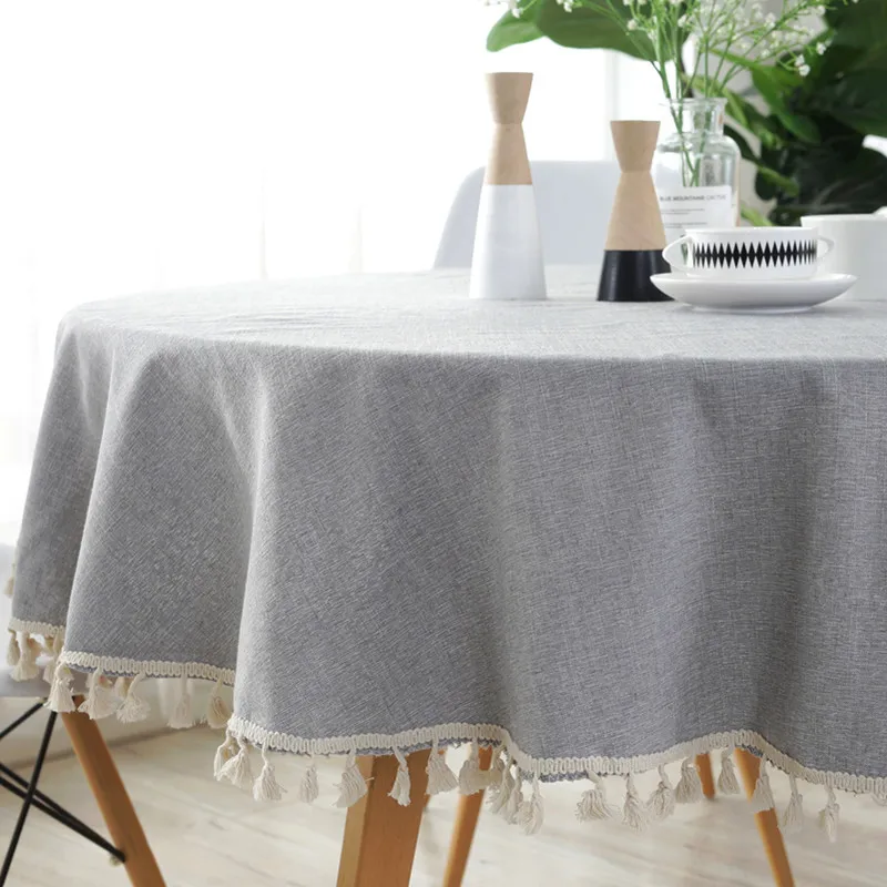 

1 Piece Round Oilproof Table Cover Coffee Tea Tablecloth Dining Table Cover For Kitchen Decor Solid Color Dinner Table Cloth