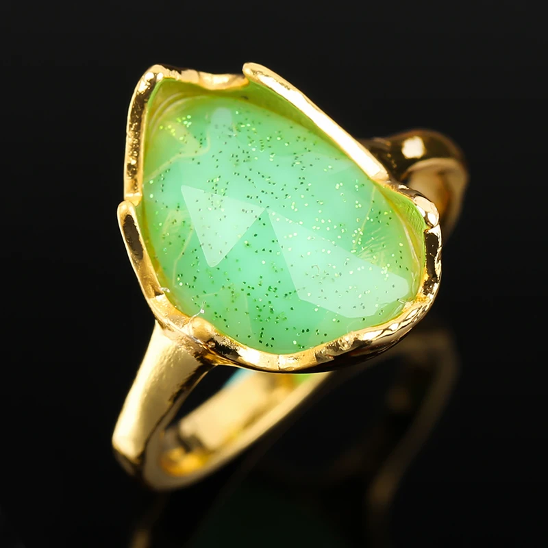 Уникальные роскошные кольца для женщин зеленые цирконы встроенные в золотой