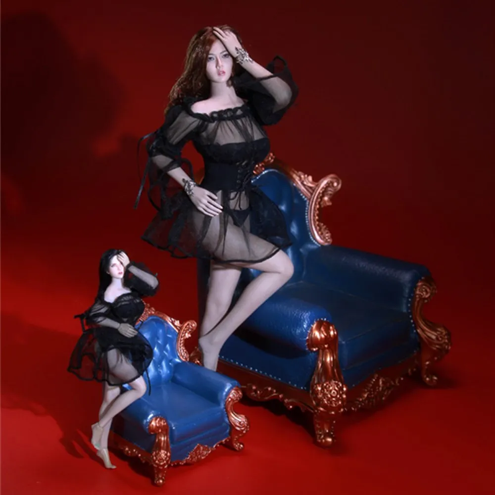 1/6 1/12 FT016 с расклешенными рукавами платье на одно плечо пикантные Юбка из сетчатой