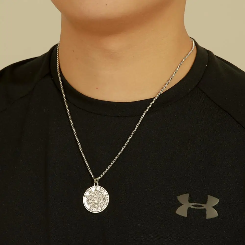 LIKGREAT сатаны тетраграмматон Пентаграмма пятиконечная звезда круглый кулон