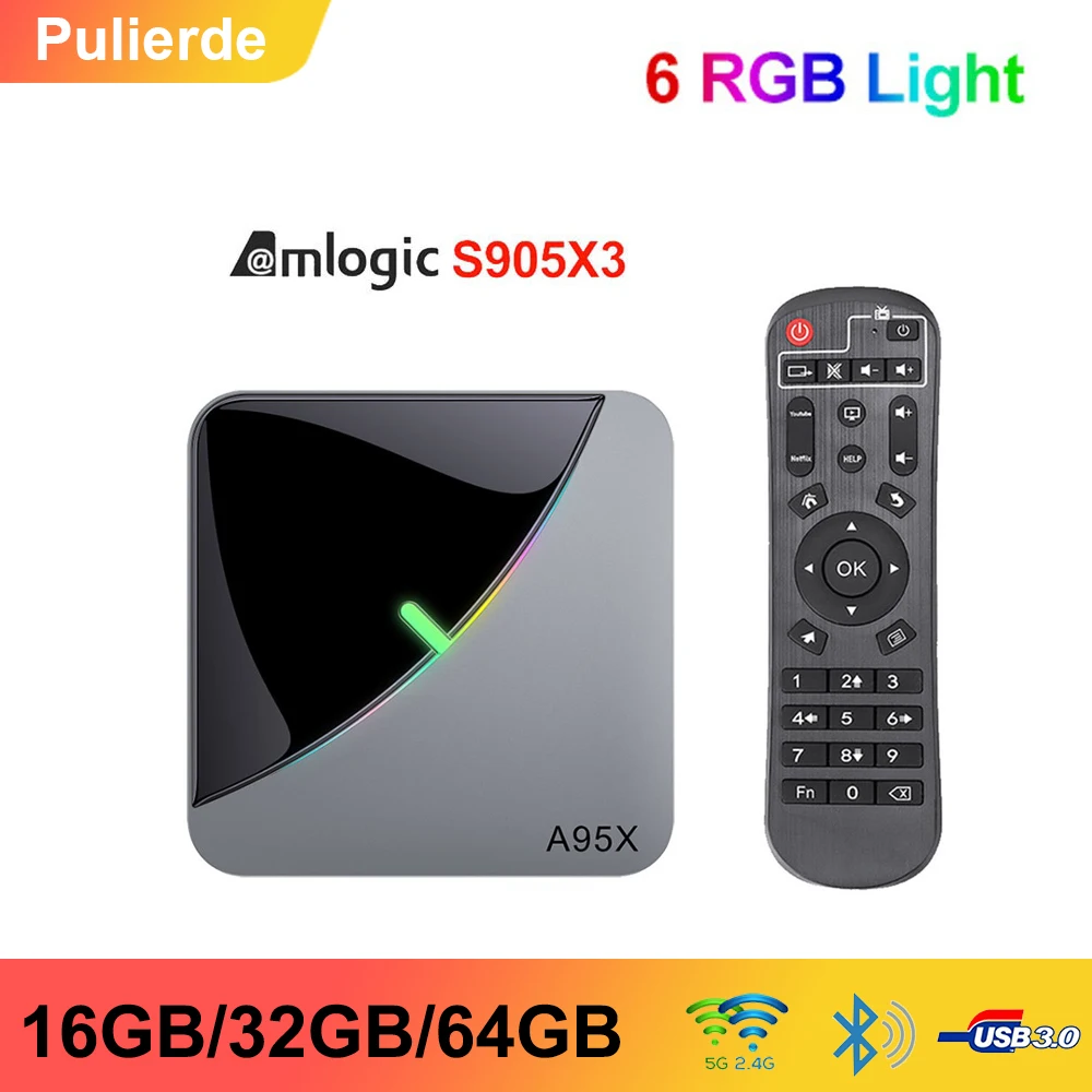 Приставка Смарт ТВ A95X F3 Android 9 0 2/4 ГБ ОЗУ 64/32/16 Гб ПЗУ|ТВ-приставки и медиаплееры| |