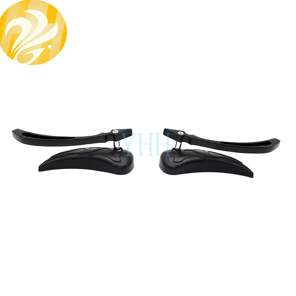

2x Black+Bule Aluminum Motorcycles Spear Blade Side Mirror For Cruiser Road King Softail Dyna
