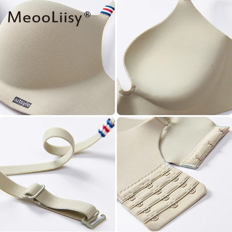 

MeooLiisy Glossy Thin Girls No Steel Ring Underwear Bra Sexy Gathering Adjustable Comfortable Student Small Bra