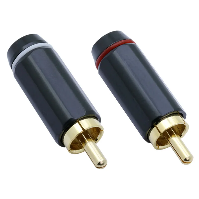 100 шт./лот, разъем RCA, позолоченный штекер RCA, высокое качество, разъем для динамика, разъем RCA, кабель, разъем для провода, 5 пар, красный+ белый