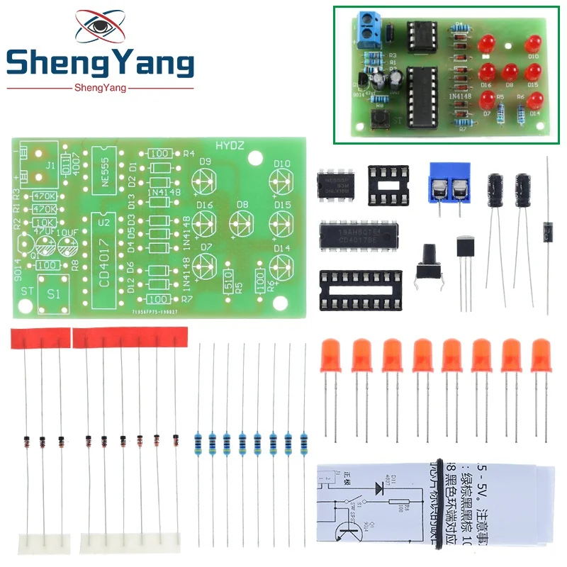 Электронные игральные кости NE555, светодиодный модуль CD4017, набор «сделай сам», 5 мм, красный светодиод, 4,5-5 В, электронный модуль ICSK057A, Забавный Электронный модуль «сделай сам»