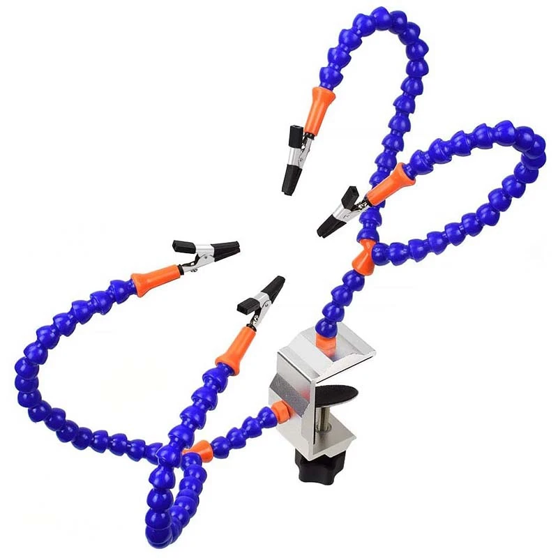 

Hot 4 Arms Soldering Stations with Adjustable Vise Tabletop Clamp Base for Electronics Repair Assembly DIY Arts Craft Hobby