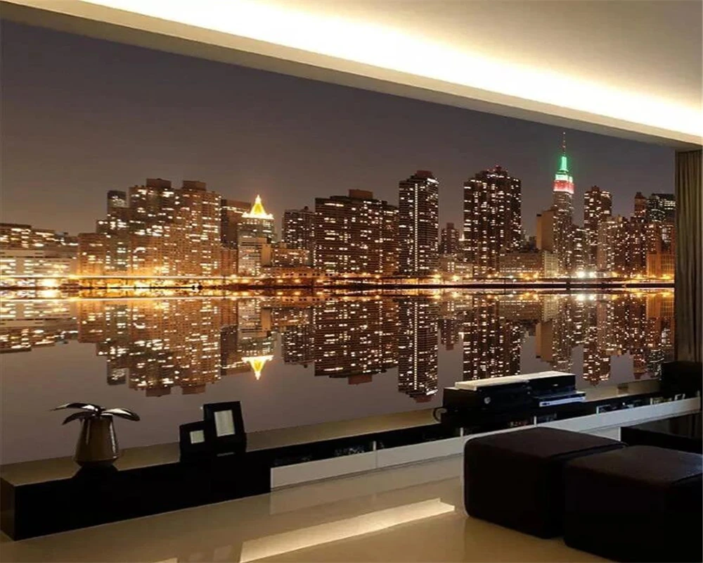 3D обои с изображением ночного вида и города 3d для фото украшения дома фрески