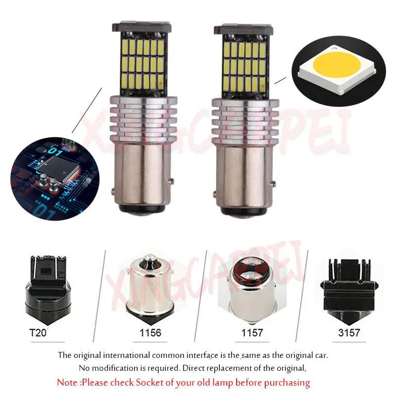2pcs P21W LED Bulbs Turn Signal Light Ba15s 1156 Bay15d 1157 Canbus 7443 3157 Brake Reverse Lamp 4014 45SMD White Yellow Red | Автомобили