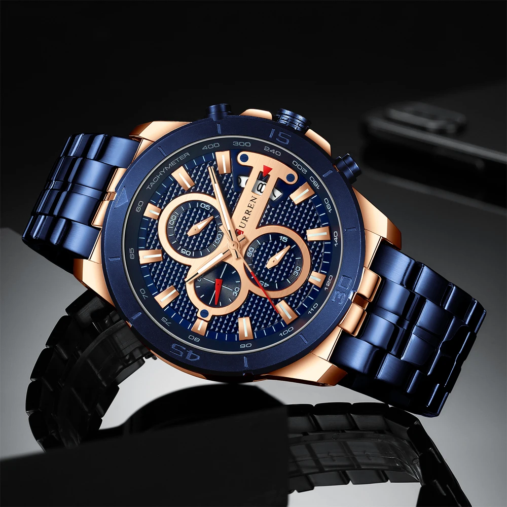 

CURREN Men Watch Top Brand Luxury Chronograph Quartz Watches Stainless Steel Business Wristwatches Men Clock Relogio Masculino