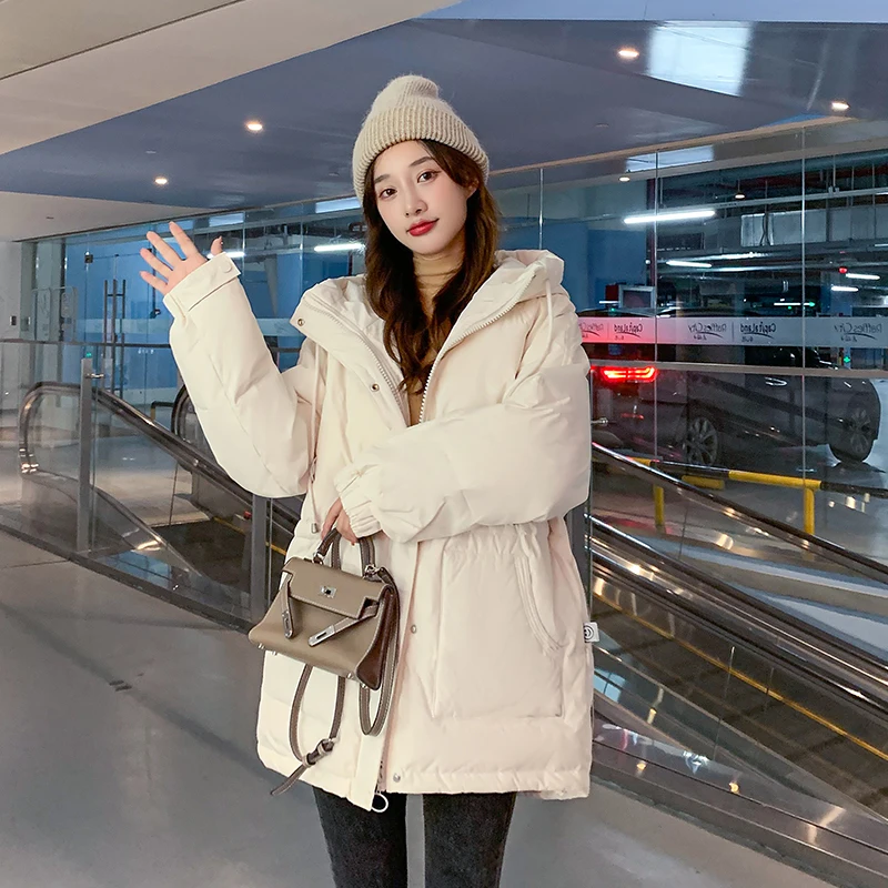 2021 Winter Jacket Women Warm Hooded Down Cotton Jacket Parkas Female Casual Loose Outwear Korean Cotton-padded Winter Coat