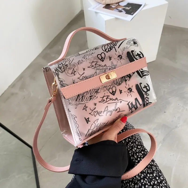 Jelly PVC transparent women's bag trend 2021 Korean fashion design handbag crossbody mother bag tide