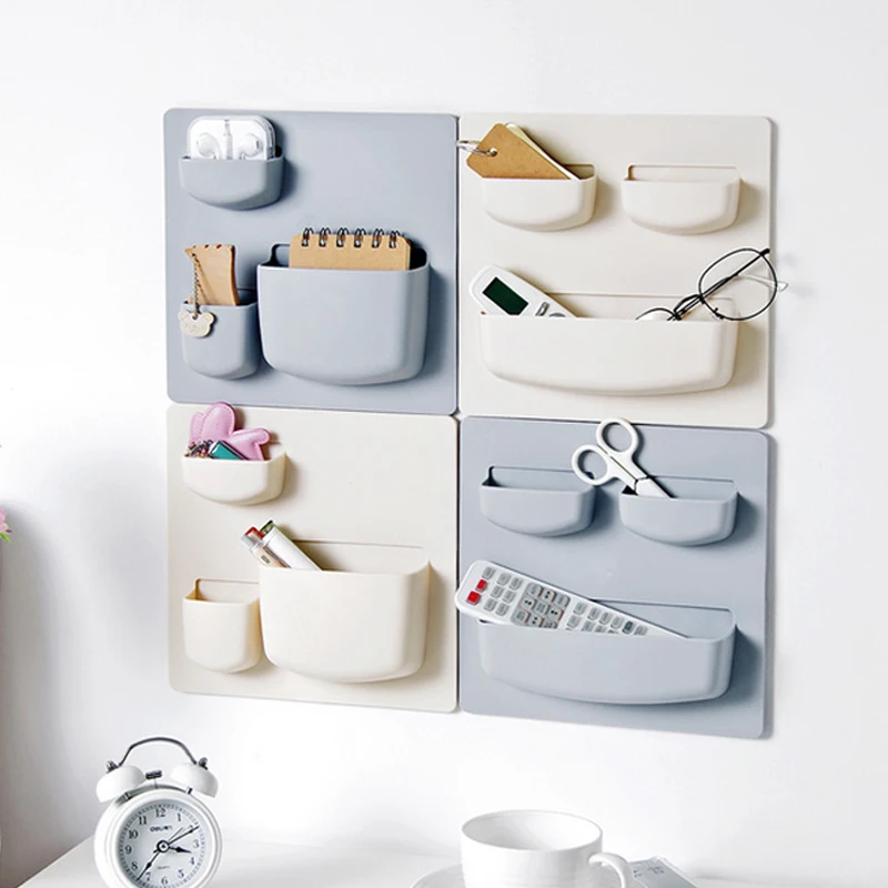 

Plastic Shelves Wall Organizer Hanging Shelf Floating Mounted Non-Drilling Adhesive Wall Cosmetics Storage Rack Bathroom kitchen
