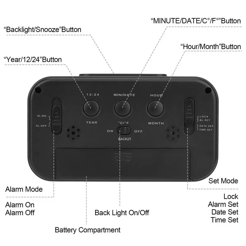 [Обновленная версия] будильник на батарейках электронный Большой ЖК-дисплей