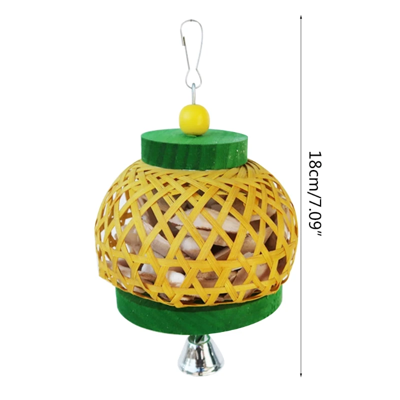 

Parrot Chewing Toy Cuttlefish Bone Wood Rattan Bird Bite Hanging Bell Accessory
