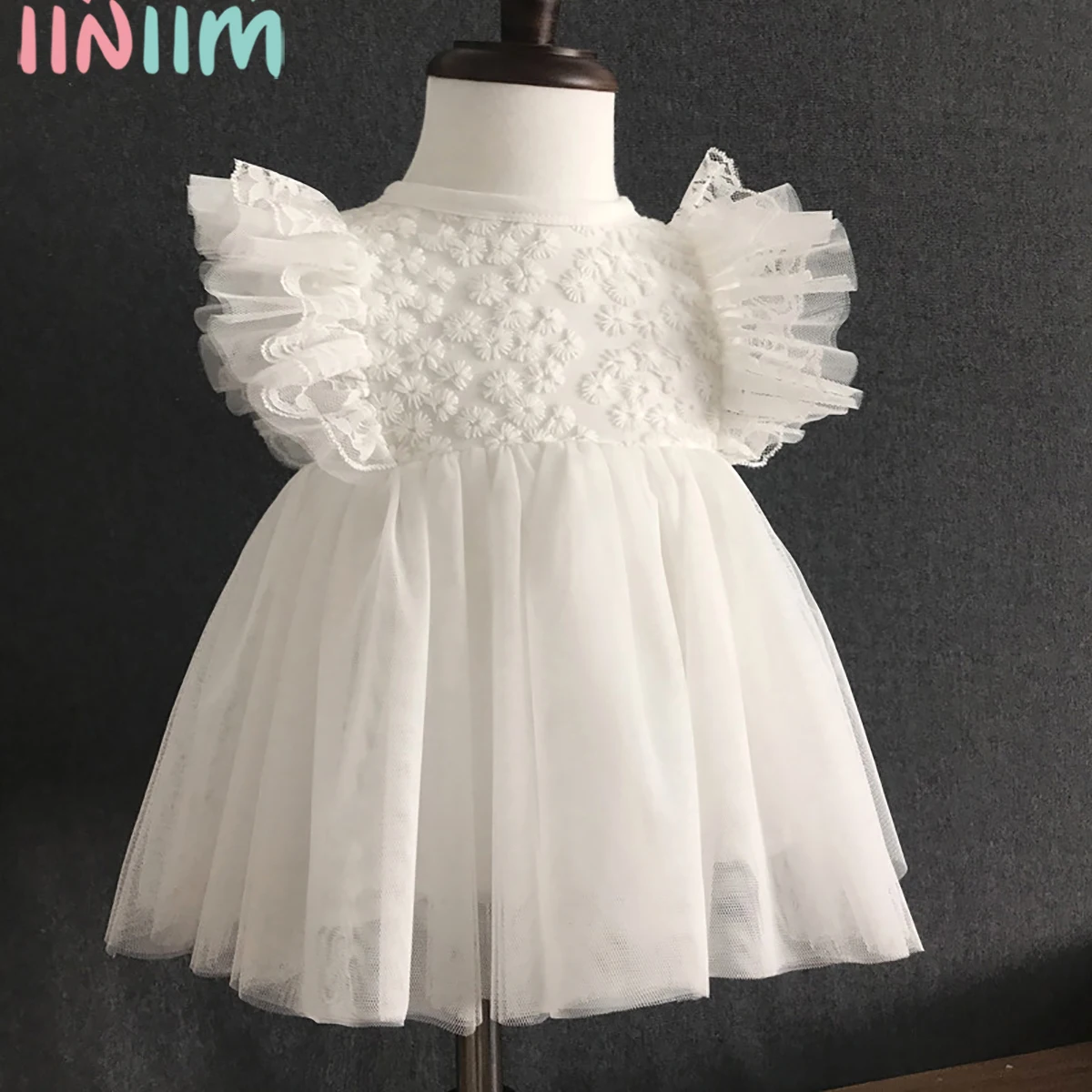 Платье для маленьких девочек с цветочным рисунком платья крестин Крещение