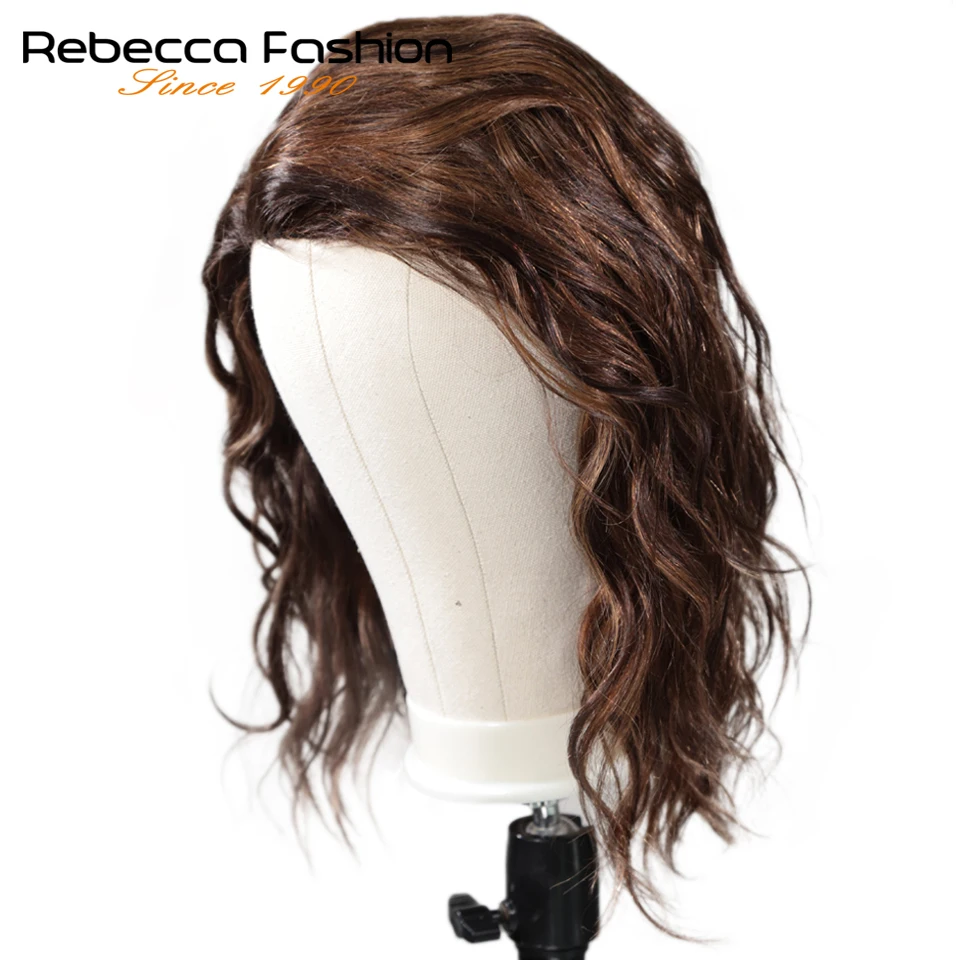 Rebecca, натуральные волнистые человеческие волосы, парики на шнурке для черных женщин, перуанские волосы remy, влажные и волнистые, L часть, парик на шнурке, 14 дюймов