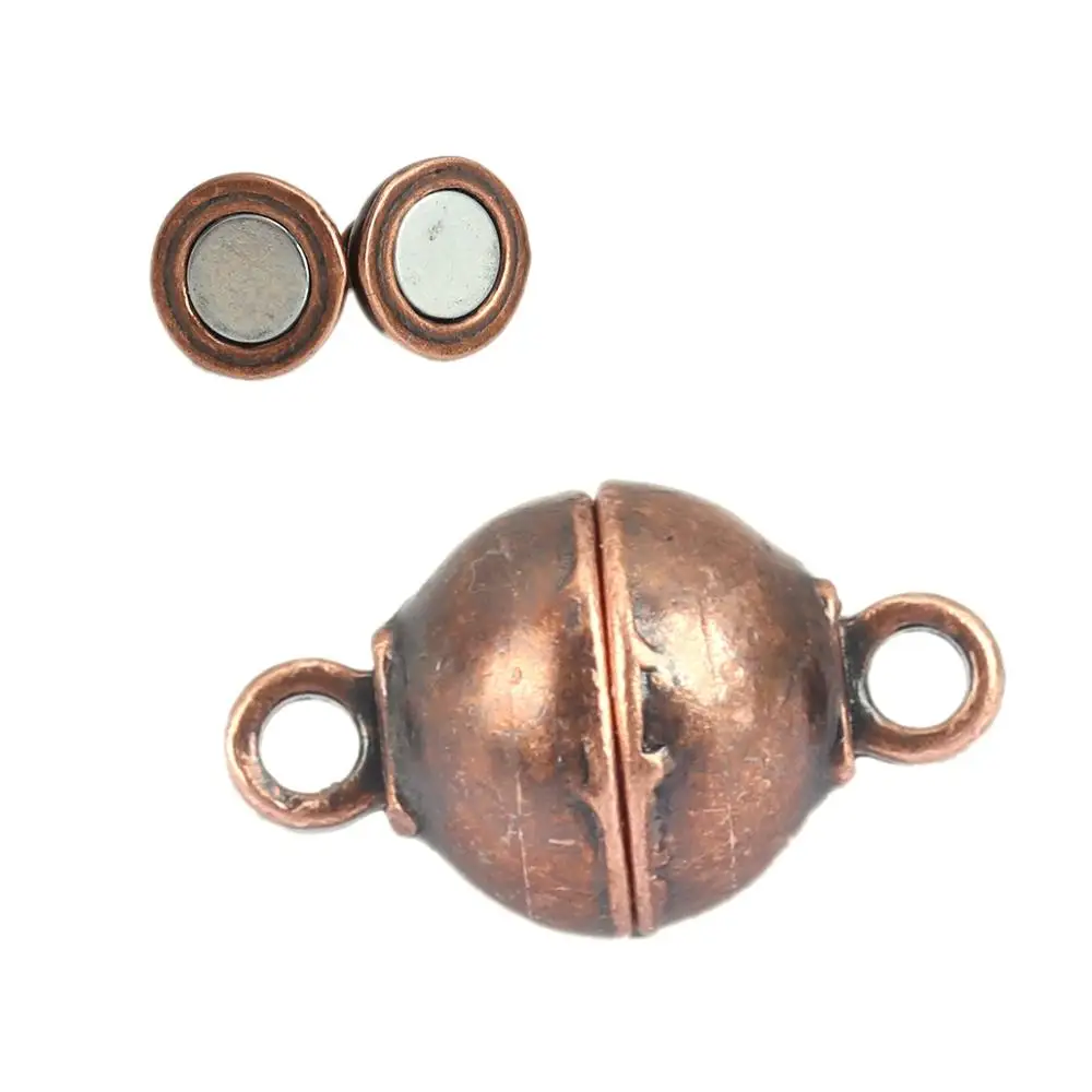 Медные + магнитные гематитовые застежки Круглые античные медные 11 мм (3/8 &quot) x 6
