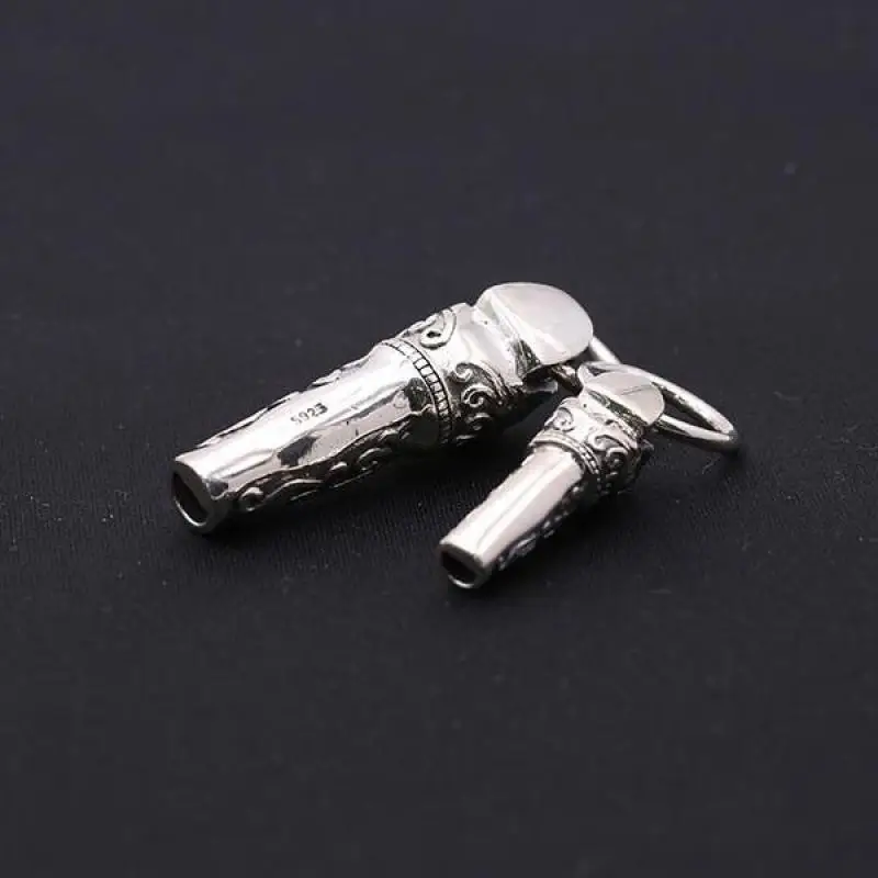 

Vintage Whistle Skull Pendant For Men and Women Real 925 Sterling Silver Jewelry Punk Rock Fashion Pendulum